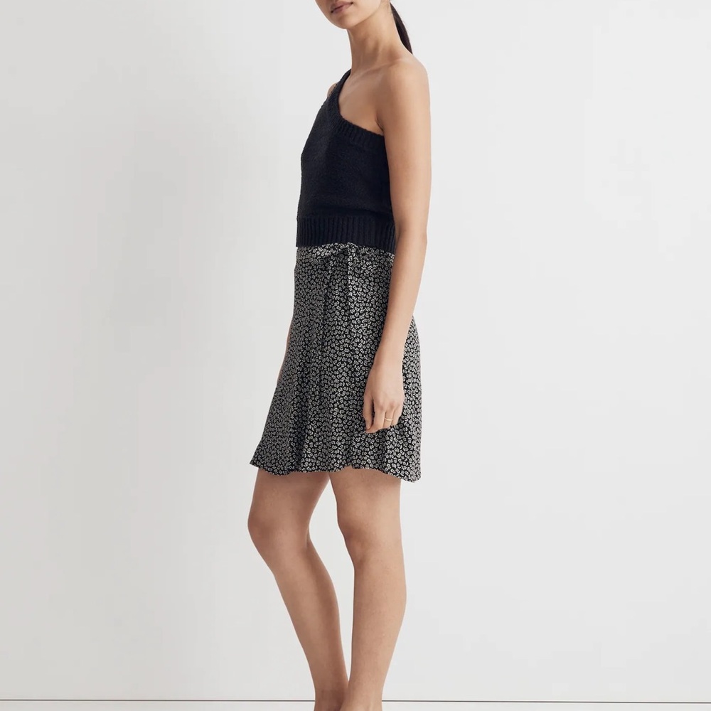 Madewell Black and White Wrap Skirt